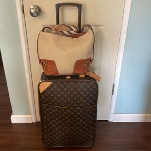 Authentic Louis Vuitton suitcase Pegase 55 plus Burberry bag and sunglasses gift